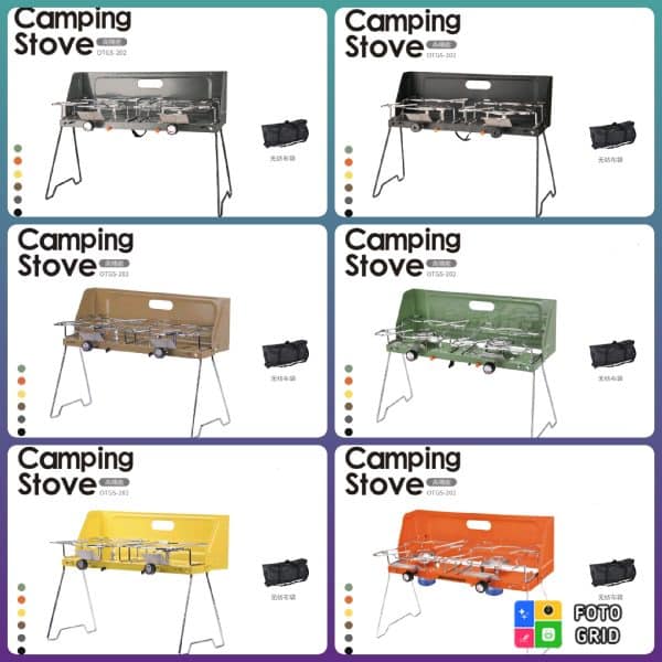 Portable Camping Stove Double Burner With Storage Bag