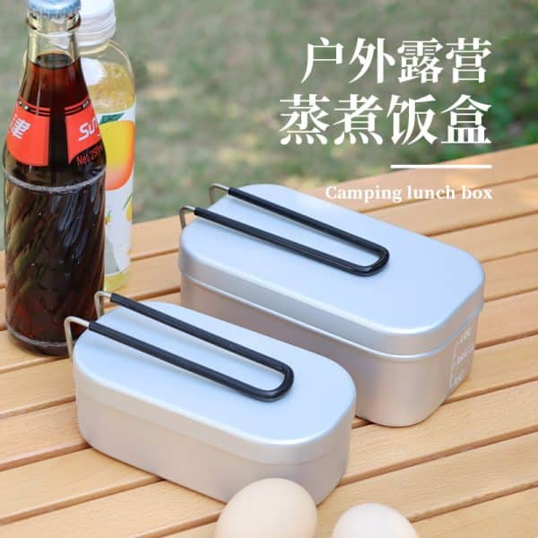 800ml Japanese-Style Aluminum Lunch Box Outdoor With Cover Mess Tin Lightweight With Handle for Camping Hiking