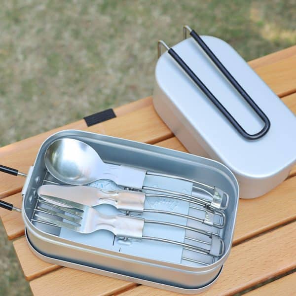 800ml Japanese-Style Aluminum Lunch Box Outdoor With Cover Mess Tin Lightweight With Handle for Camping Hiking - Image 5