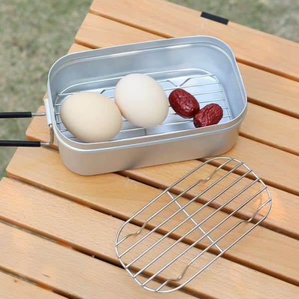 800ml Japanese-Style Aluminum Lunch Box Outdoor With Cover Mess Tin Lightweight With Handle for Camping Hiking - Image 4