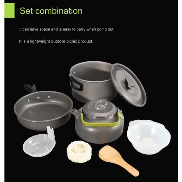 DS-308 2-3 Person Outdoor Camping Cookware Cooking Set - Image 4