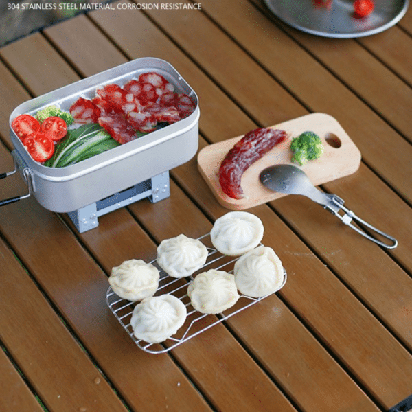 800ml Japanese-Style Aluminum Lunch Box Outdoor With Cover Mess Tin Lightweight With Handle for Camping Hiking - Image 2