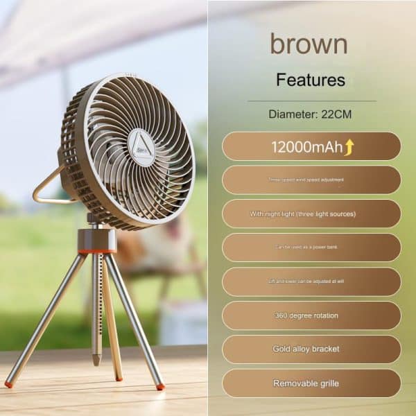 12000mAh Rechargeable Portable Camping Tripod Fan