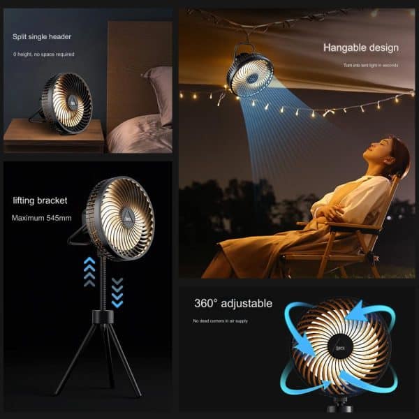 12000mAh Rechargeable Portable Camping Tripod Fan - Image 3