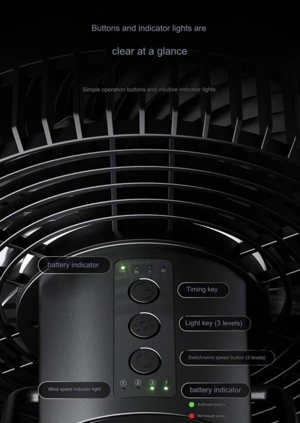 12000mAh Rechargeable Portable Camping Tripod Fan - Image 7