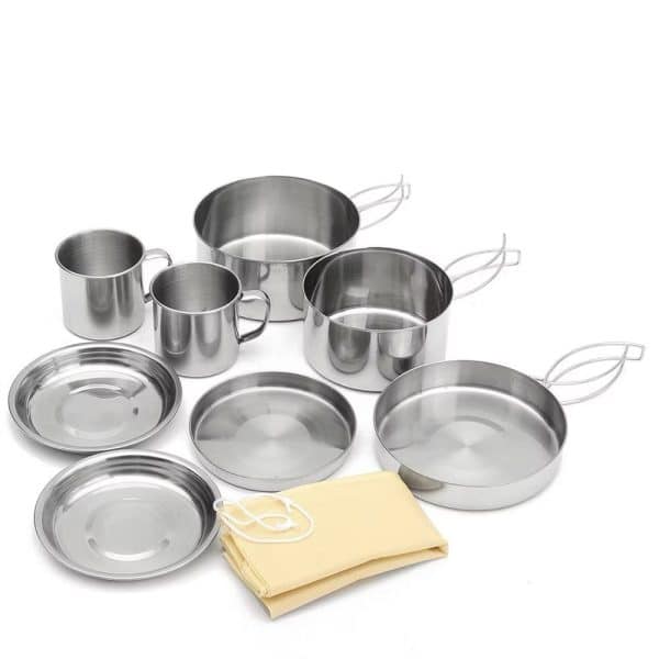 8pcs Camping Cooking Set Stainless Steel