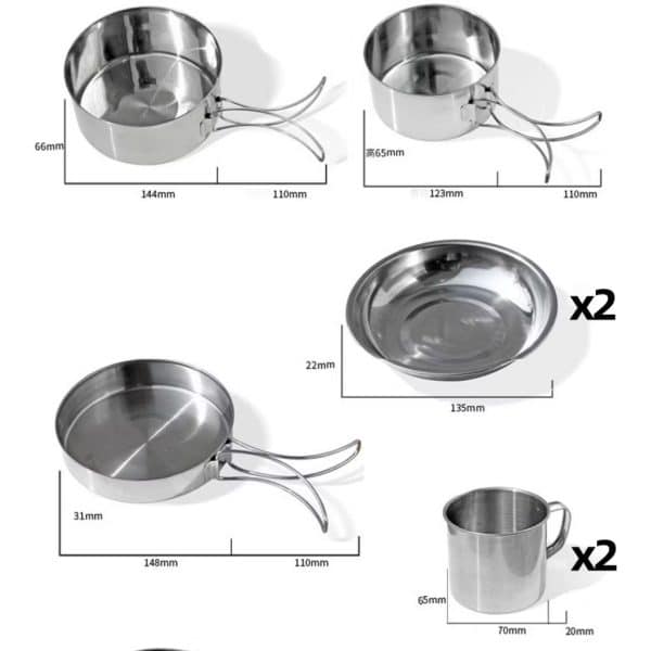 8pcs Camping Cooking Set Stainless Steel - Image 7