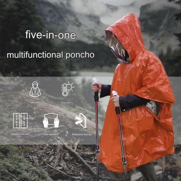 Emergency Pocket Size Outdoor Poncho Waterproof And Windproof