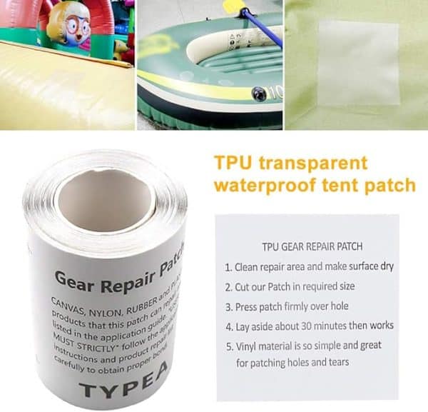 3pcs Waterproof Tent Repair Tape TPU Self-Adhesive Outdoor Use Clear Patches And Seal Tape Clear - Image 5