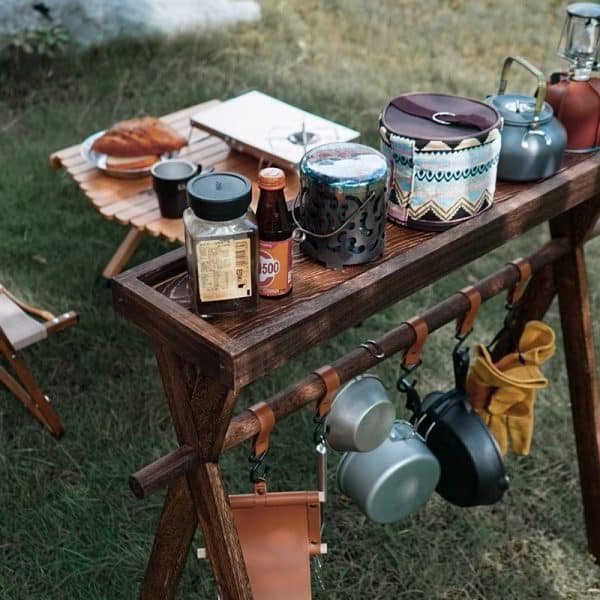 Outdoor Camping Solid Wood Portable Rack Multifunctional Hanging Organizer Triangle - Image 8