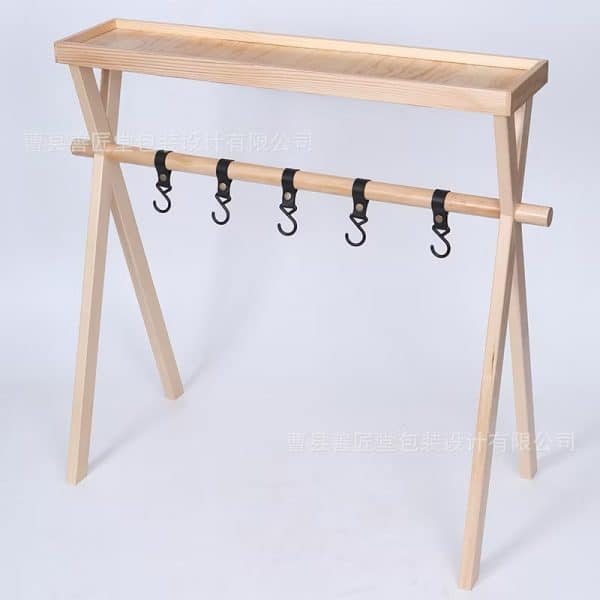 Outdoor Camping Solid Wood Portable Rack Multifunctional Hanging Organizer Triangle - Image 6