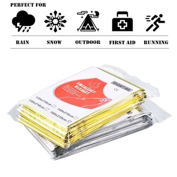 Waterproof Emergency Foil Thermal Blanket Outdoor Survival First Aid Military Rescue Kit