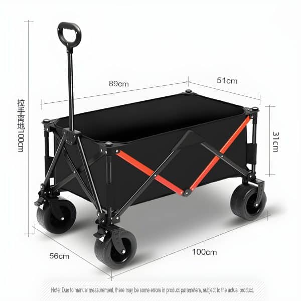 Outdoor Foldable Wagon Trolley Wide Tank Wheels Camping Umbrella Fold - Image 2