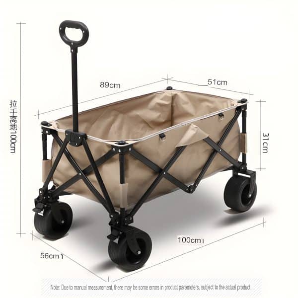 Outdoor Foldable Wagon Trolley Wide Tank Wheels Camping Umbrella Fold - Image 3