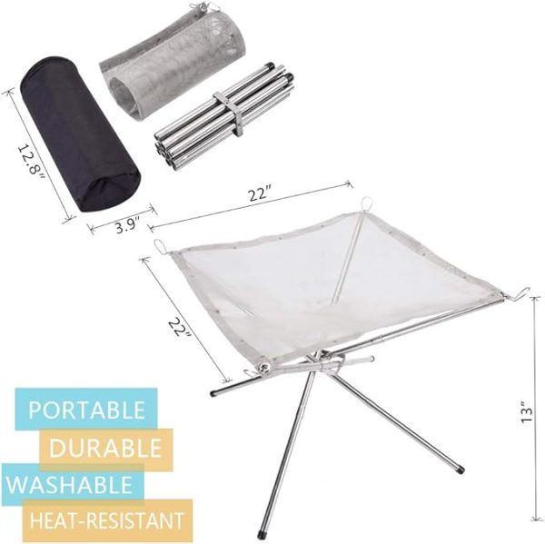 Folding Stainless Steel Portable Fire Pit for Camping Outdoor Picnic - Image 8