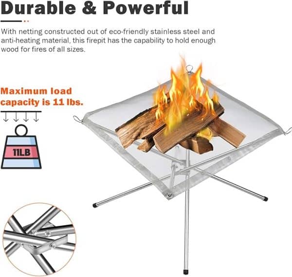 Folding Stainless Steel Portable Fire Pit for Camping Outdoor Picnic