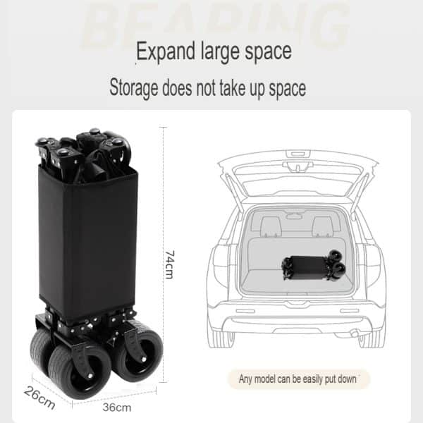 Outdoor Foldable Wagon Trolley Wide Tank Wheels Camping Umbrella Fold - Image 5