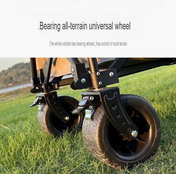 Outdoor Foldable Wagon Trolley Wide Tank Wheels Camping Umbrella Fold - Image 6