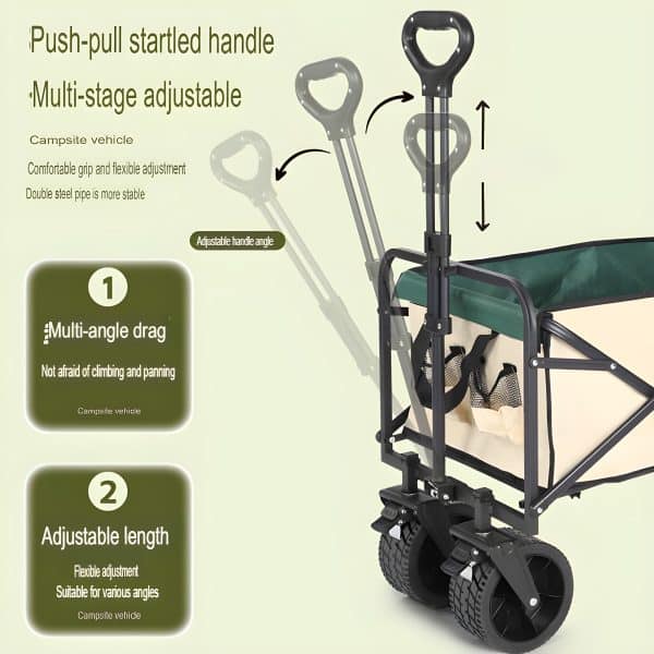Outdoor Foldable Wagon Trolley Wide Bearing Tank Wheels Camping - Image 4