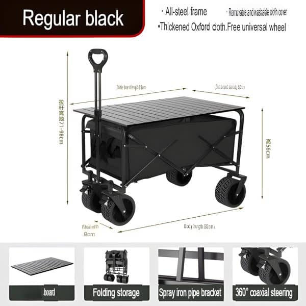 Outdoor Foldable Wagon Trolley Wide Bearing Tank Wheels Camping - Image 9