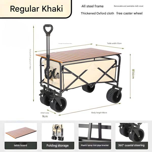 Outdoor Foldable Wagon Trolley Wide Bearing Tank Wheels Camping - Image 7