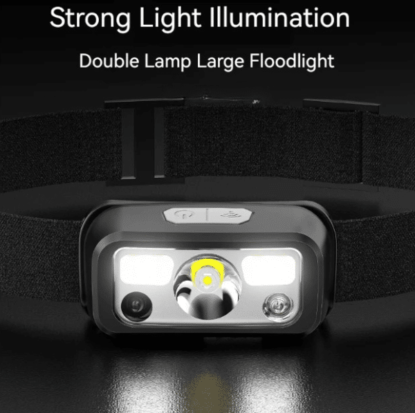 Smiling Shark TD-0144 Outdoor Camping Hiking Head Lamp Led Super Bright Sensor Headlight White Red Light 6 Modes Type-C - Image 4